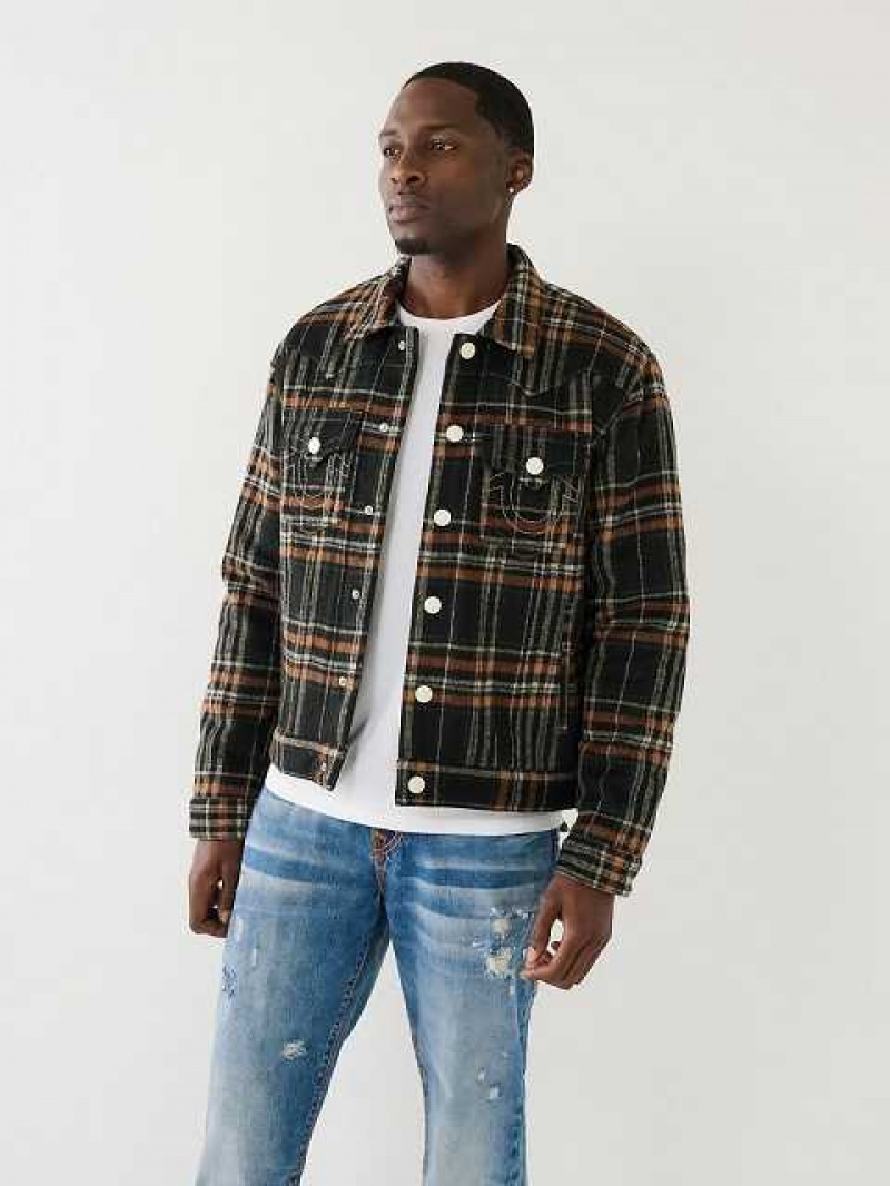 Chaqueta True Religion Jimmy Plaid Acolchado Flannel Hombre Negras | Colombia-IAENDBU73