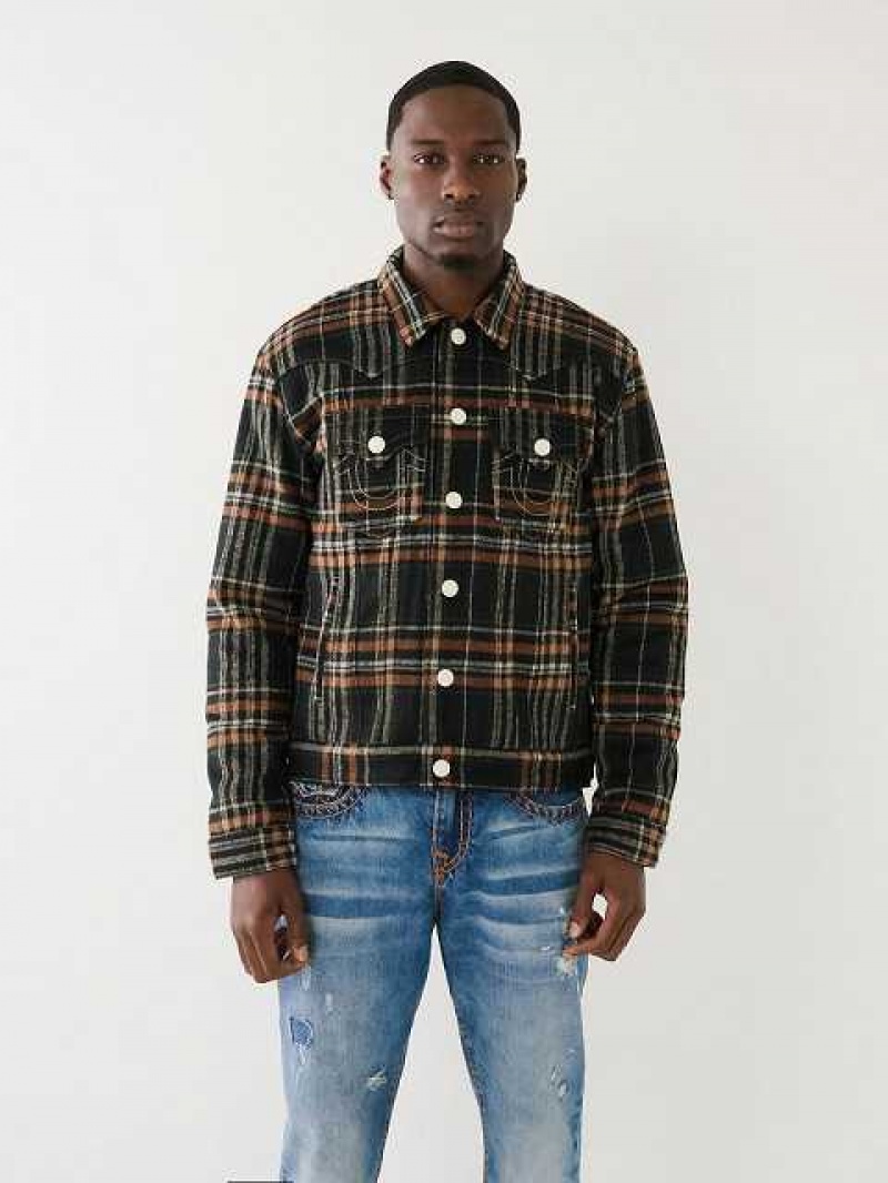 Chaqueta True Religion Jimmy Plaid Acolchado Flannel Hombre Negras | Colombia-IAENDBU73