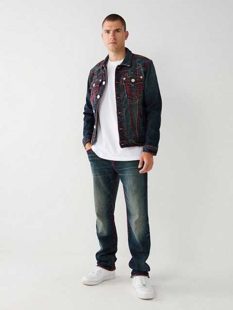 Chaqueta True Religion Jimmy Rope Stitch Denim Hombre Azules Oscuro | Colombia-BLCVHUA56