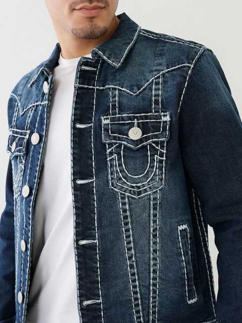 Chaqueta True Religion Jimmy Super T Denim Hombre Turquesa Azules Oscuro | Colombia-WNSUADB08