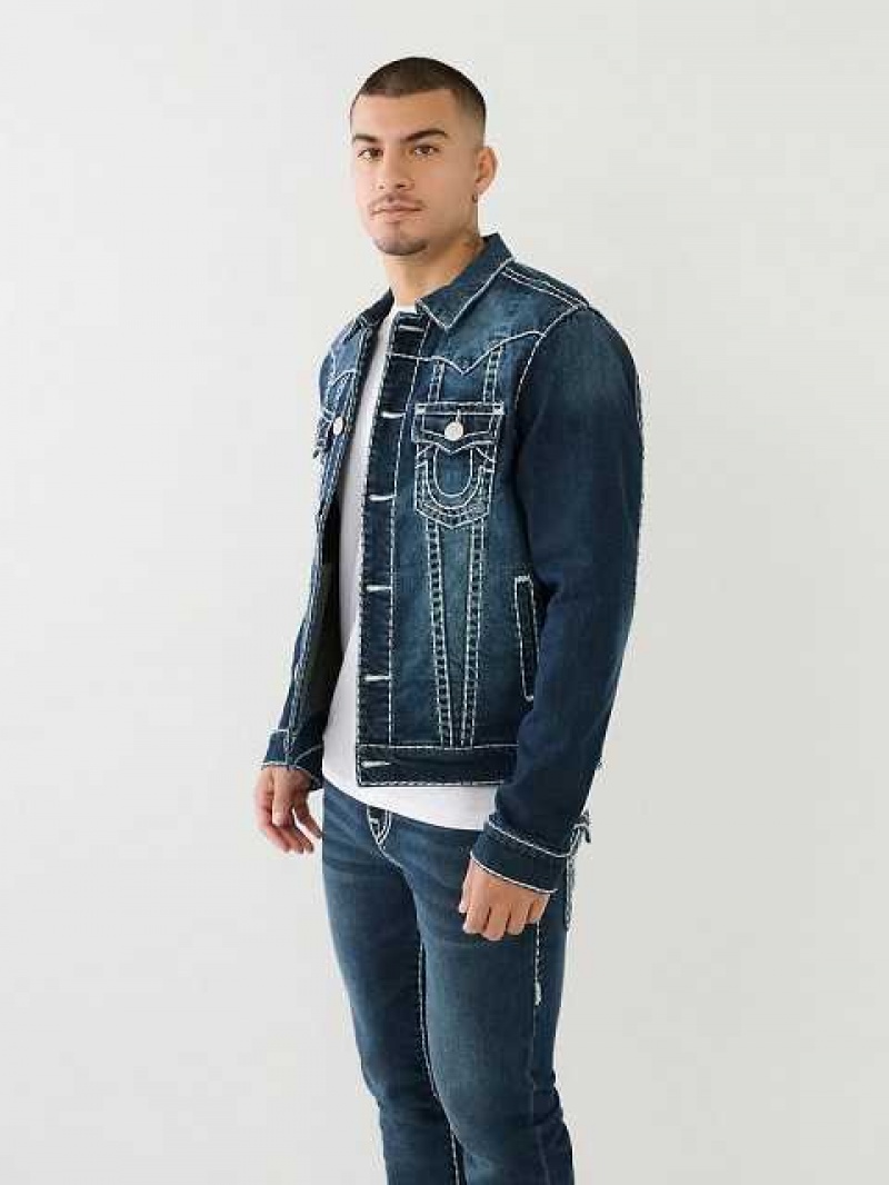 Chaqueta True Religion Jimmy Super T Denim Hombre Turquesa Azules Oscuro | Colombia-WNSUADB08