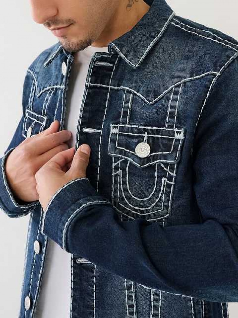 Chaqueta True Religion Jimmy Super T Denim Hombre Turquesa Azules Oscuro | Colombia-WNSUADB08