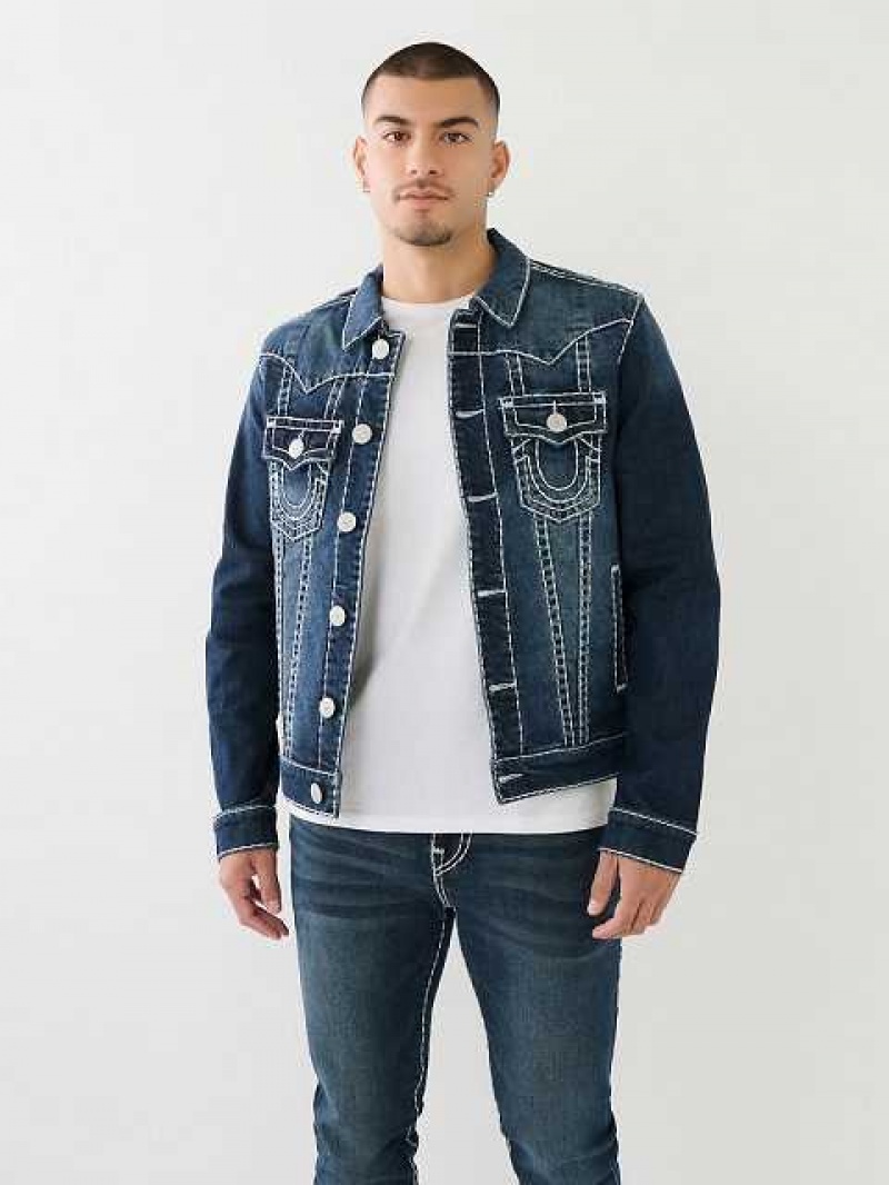 Chaqueta True Religion Jimmy Super T Denim Hombre Turquesa Azules Oscuro | Colombia-WNSUADB08