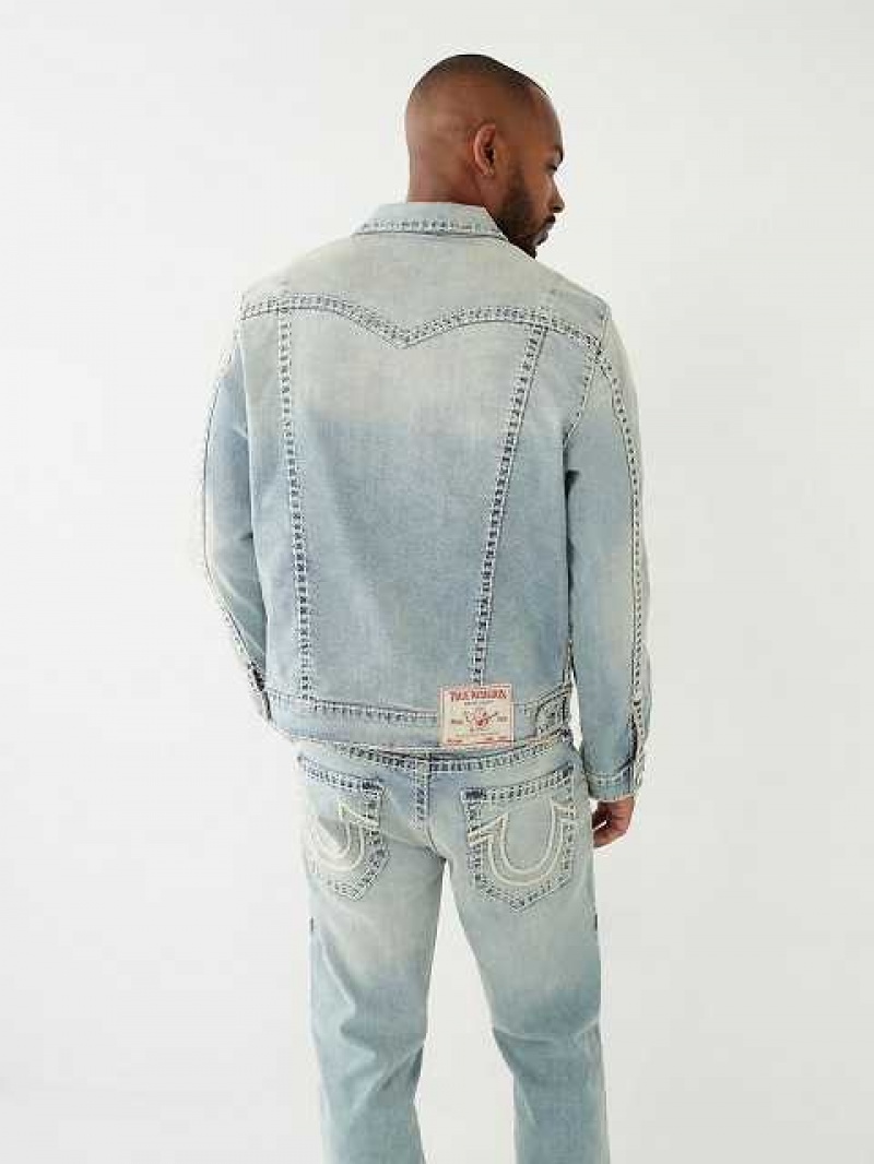 Chaqueta True Religion Jimmy Super T Rope Stitch Denim Hombre Azules Claro | Colombia-EMPLGSI12