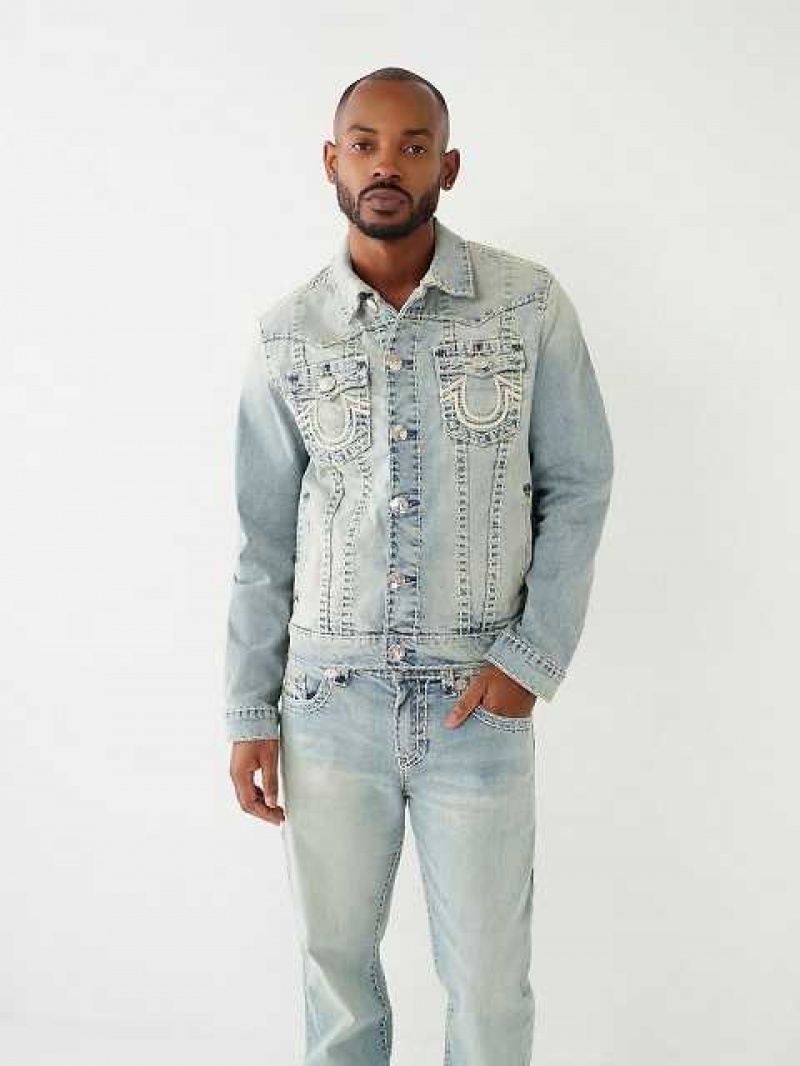 Chaqueta True Religion Jimmy Super T Rope Stitch Denim Hombre Azules Claro | Colombia-EMPLGSI12