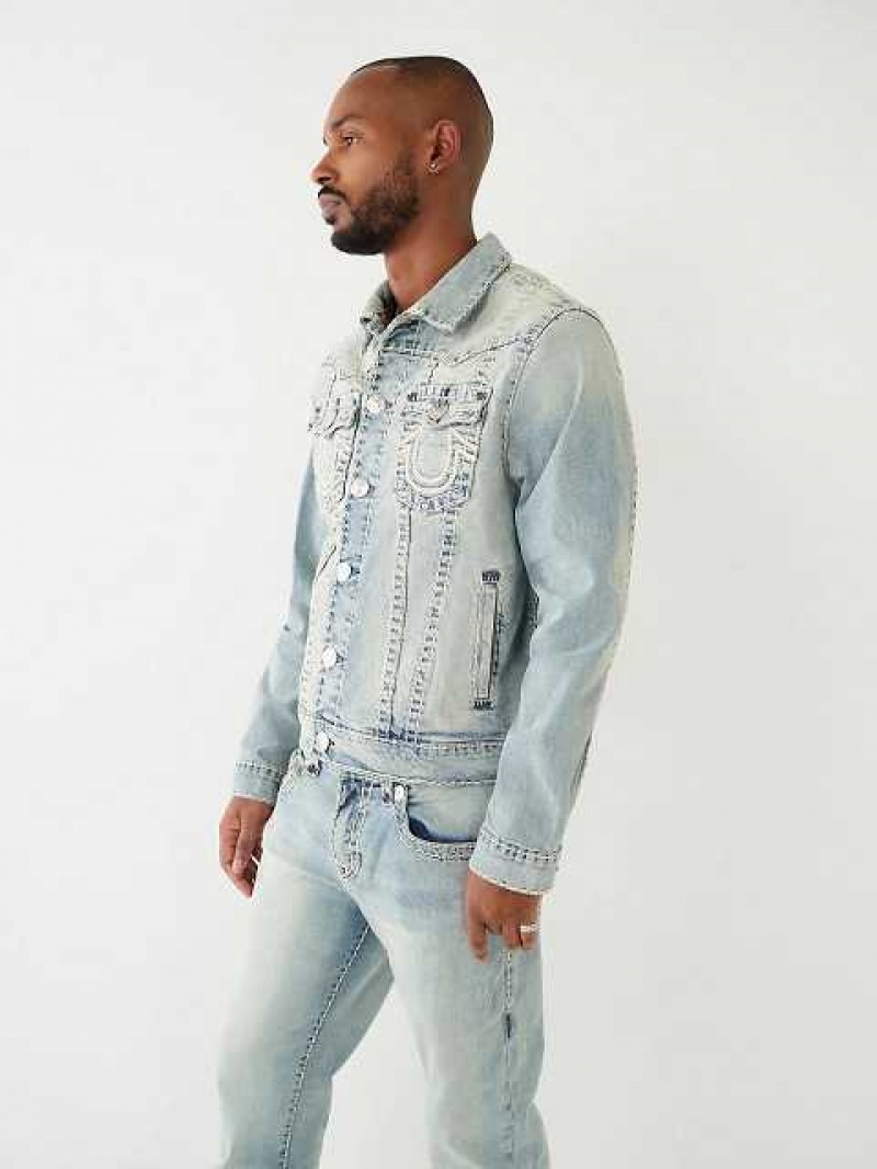 Chaqueta True Religion Jimmy Super T Rope Stitch Denim Hombre Azules Claro | Colombia-EMPLGSI12