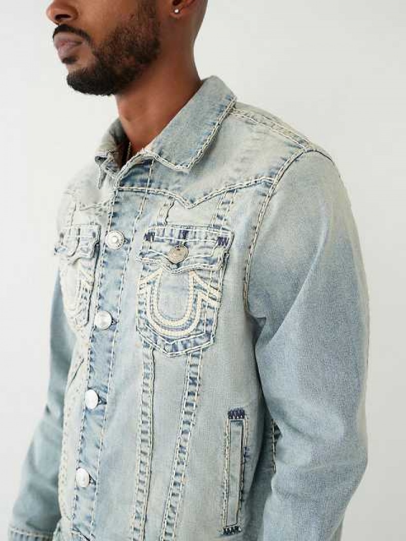 Chaqueta True Religion Jimmy Super T Rope Stitch Denim Hombre Azules Claro | Colombia-EMPLGSI12