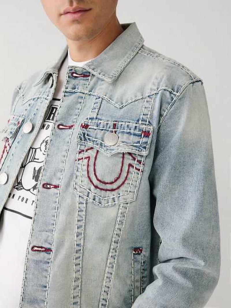 Chaqueta True Religion Jimmy Super T Stitch Denim Hombre Azules Claro | Colombia-XAGSEUP14