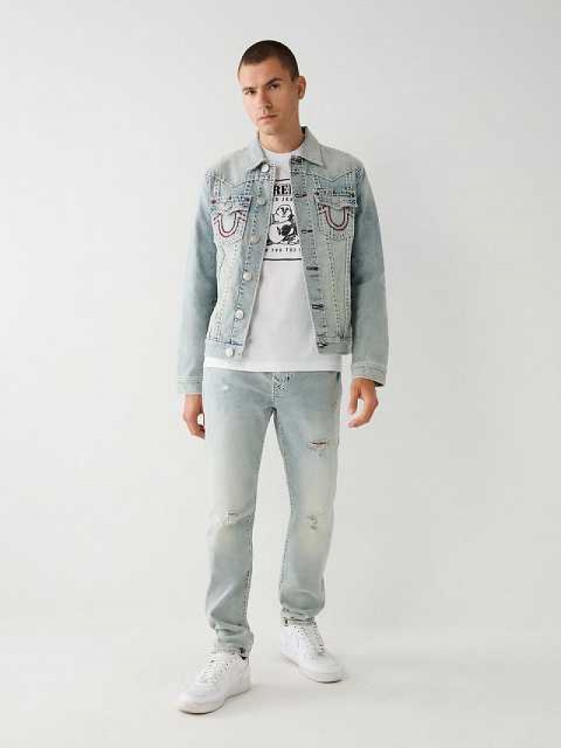 Chaqueta True Religion Jimmy Super T Stitch Denim Hombre Azules Claro | Colombia-XAGSEUP14