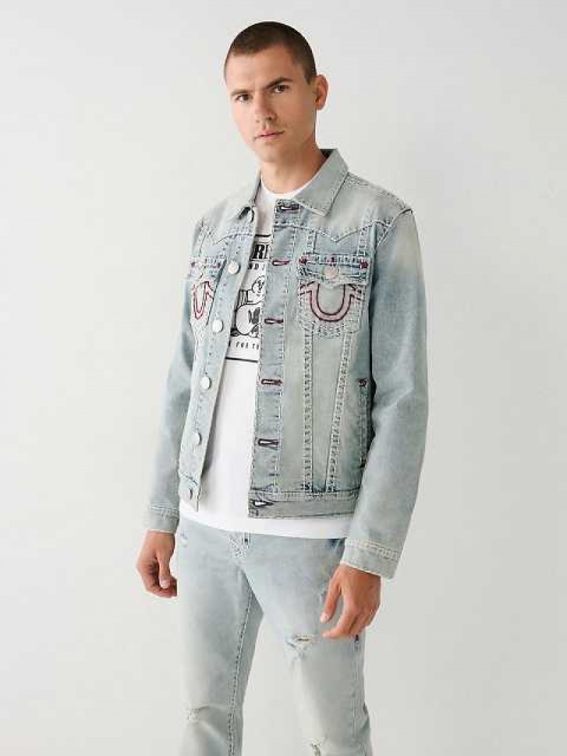 Chaqueta True Religion Jimmy Super T Stitch Denim Hombre Azules Claro | Colombia-XAGSEUP14