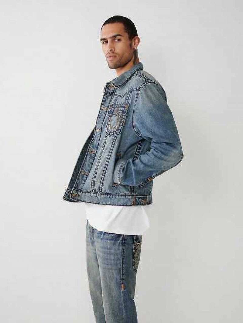 Chaqueta True Religion Jimmy Super T Stitch Denim Hombre Azules | Colombia-RABWKSF86