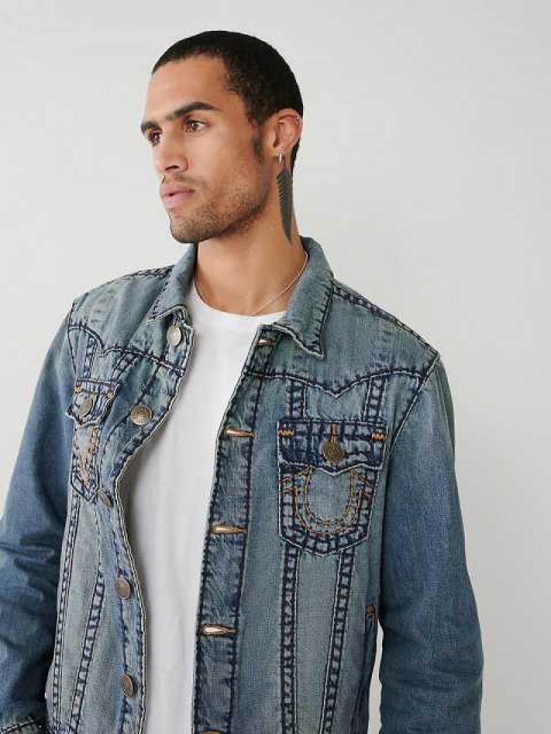 Chaqueta True Religion Jimmy Super T Stitch Denim Hombre Azules | Colombia-RABWKSF86