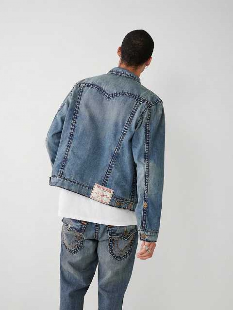 Chaqueta True Religion Jimmy Super T Stitch Denim Hombre Azules | Colombia-RABWKSF86