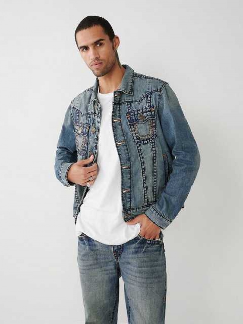 Chaqueta True Religion Jimmy Super T Stitch Denim Hombre Azules | Colombia-RABWKSF86