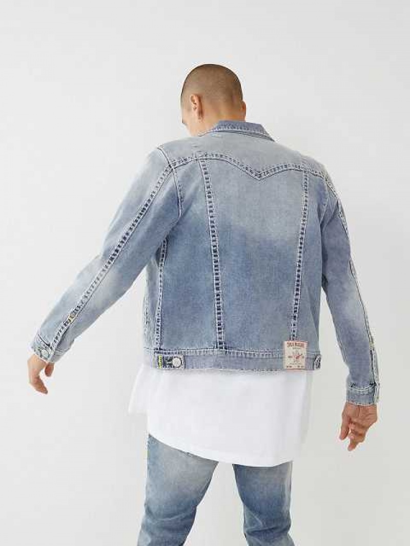 Chaqueta True Religion Jimmy Super T Stitch Denim Hombre Azules Claro | Colombia-GHUPKMW03