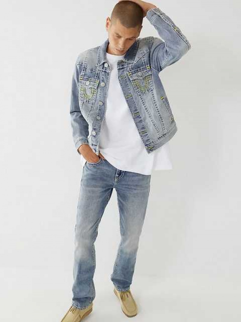 Chaqueta True Religion Jimmy Super T Stitch Denim Hombre Azules Claro | Colombia-GHUPKMW03