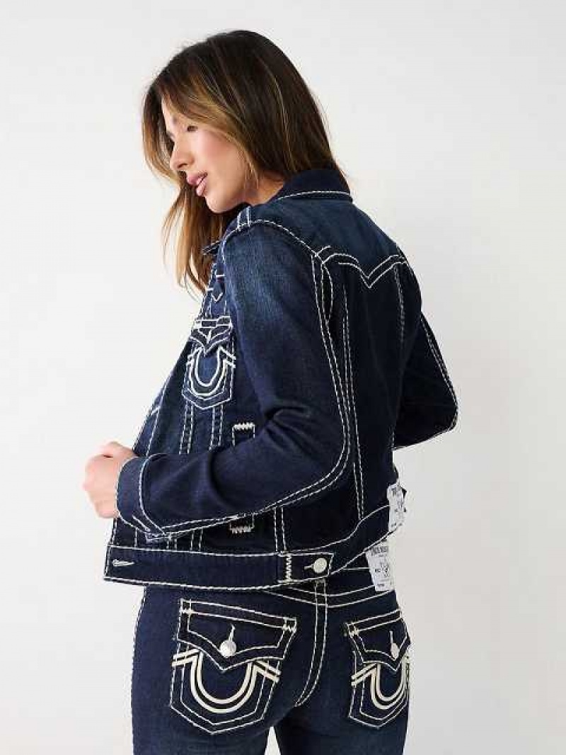 Chaqueta True Religion Jimmy Super T Stitch Denim Mujer Gris Oscuro | Colombia-FDOKVAE84