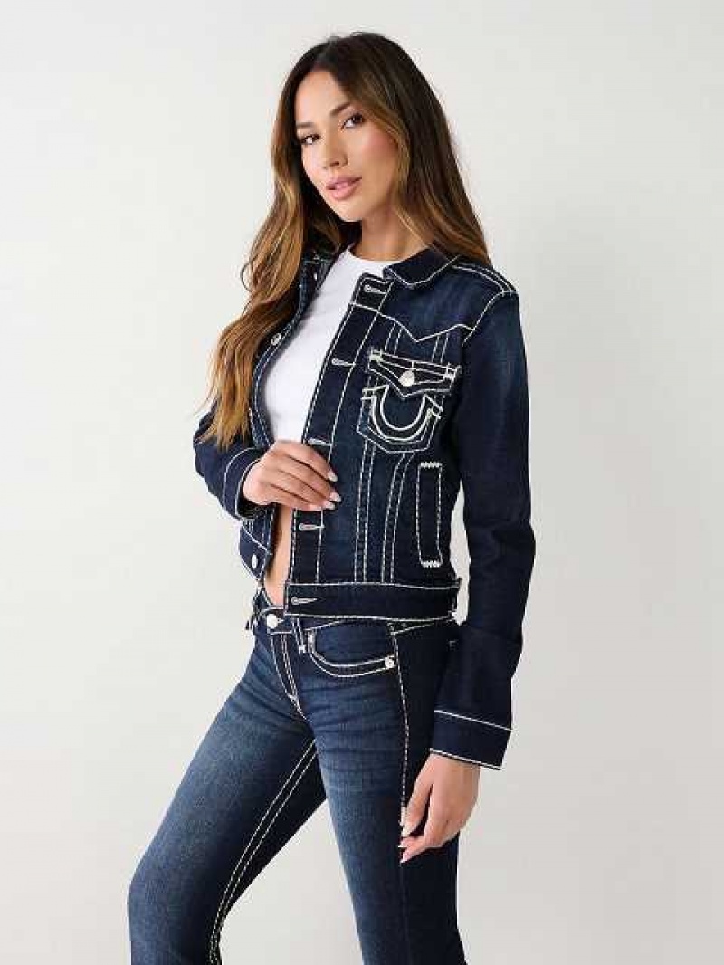 Chaqueta True Religion Jimmy Super T Stitch Denim Mujer Gris Oscuro | Colombia-FDOKVAE84