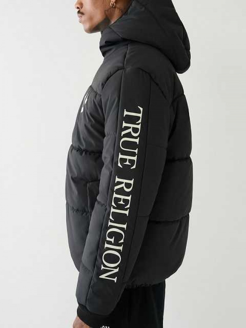 Chaqueta True Religion Panel Puffer Hombre Negras | Colombia-SUTXYHF85