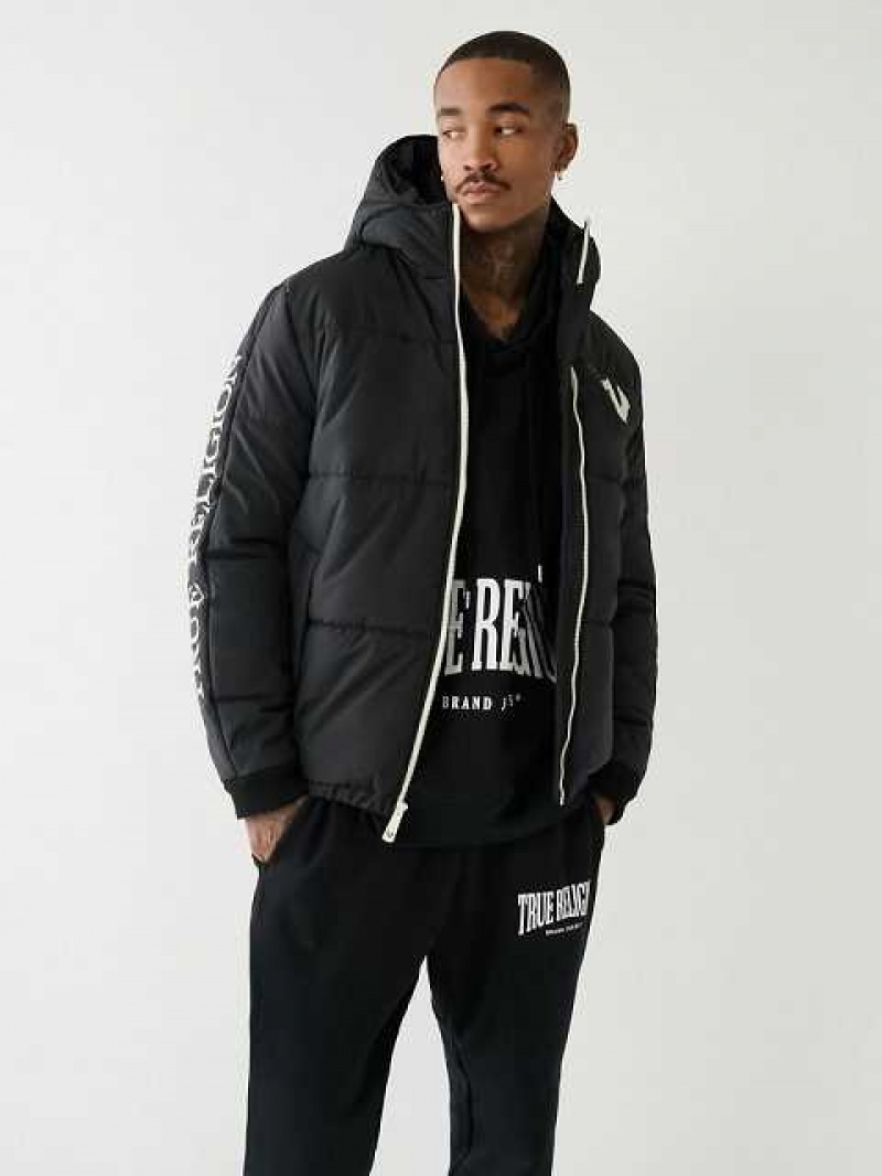 Chaqueta True Religion Panel Puffer Hombre Negras | Colombia-SUTXYHF85