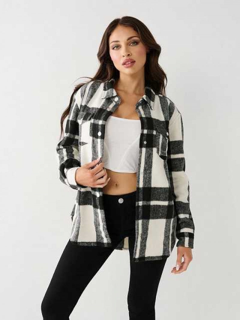 Chaqueta True Religion Plaid Mujer Negras | Colombia-YGKZBPC95