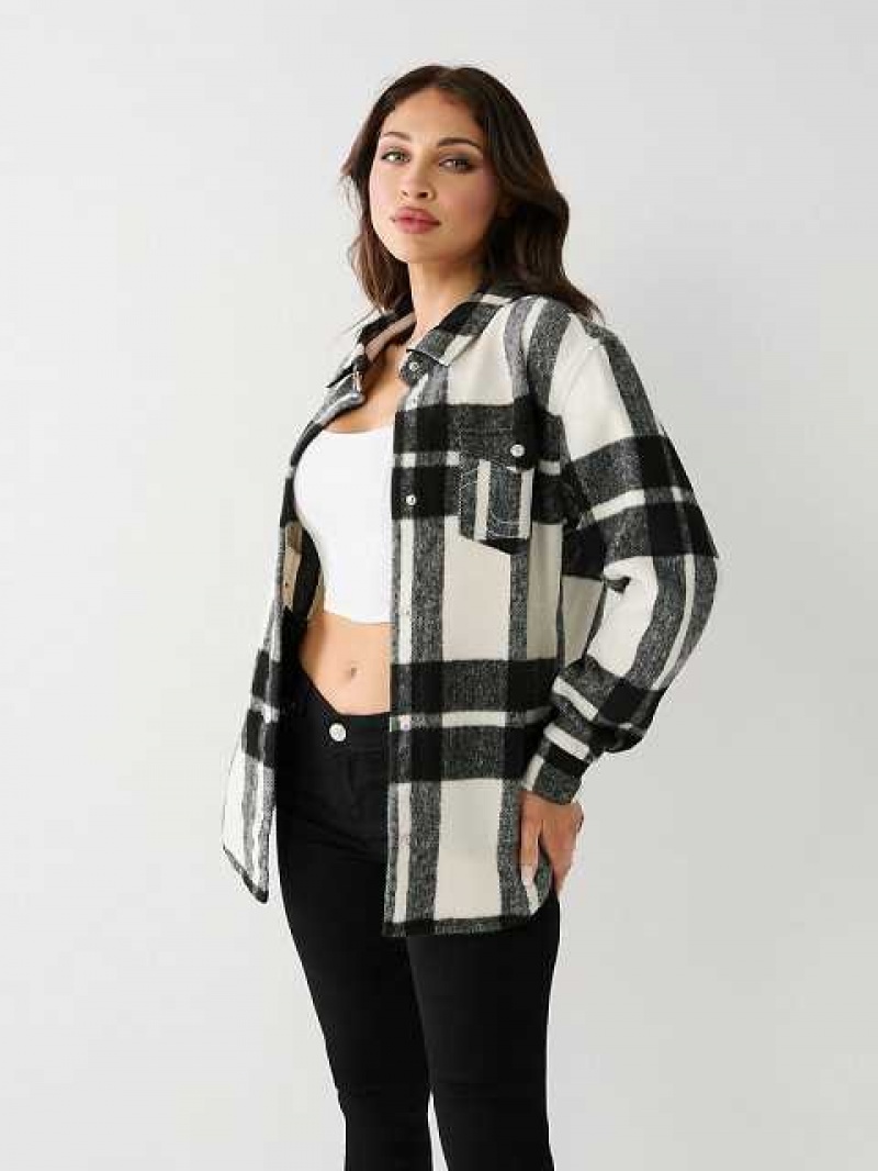 Chaqueta True Religion Plaid Mujer Negras | Colombia-YGKZBPC95