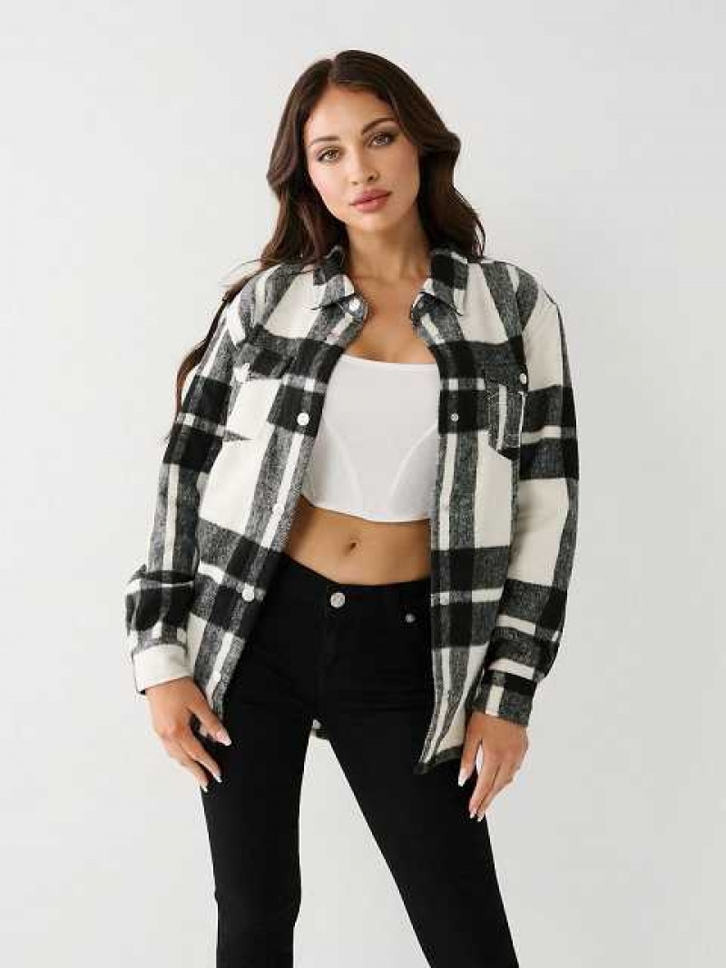 Chaqueta True Religion Plaid Mujer Negras | Colombia-YGKZBPC95