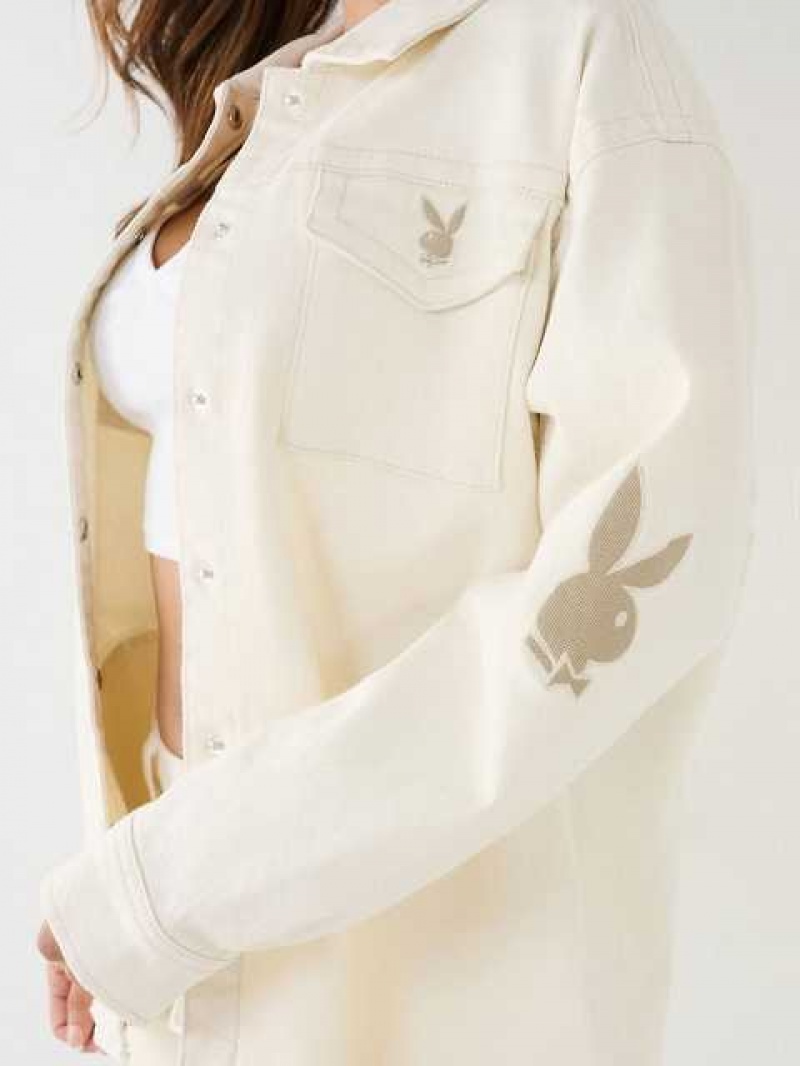 Chaqueta True Religion Playboy X True Religion Oversized Jimmy Mujer Blancas | Colombia-ORLBJEI81