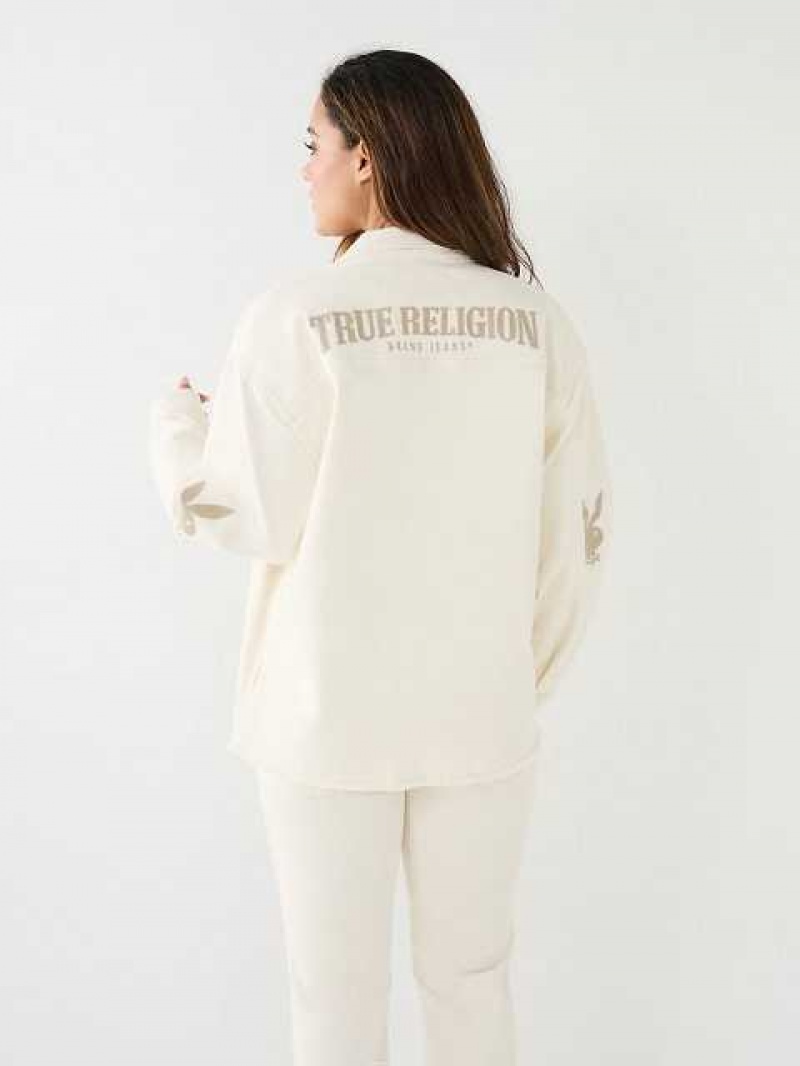 Chaqueta True Religion Playboy X True Religion Oversized Jimmy Mujer Blancas | Colombia-ORLBJEI81