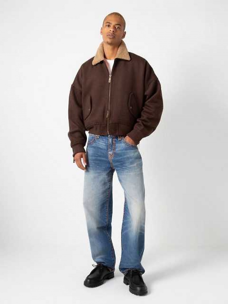 Chaqueta True Religion Sebastien Ami X True Religion Bomber Hombre Cafe | Colombia-VWZMDHU06