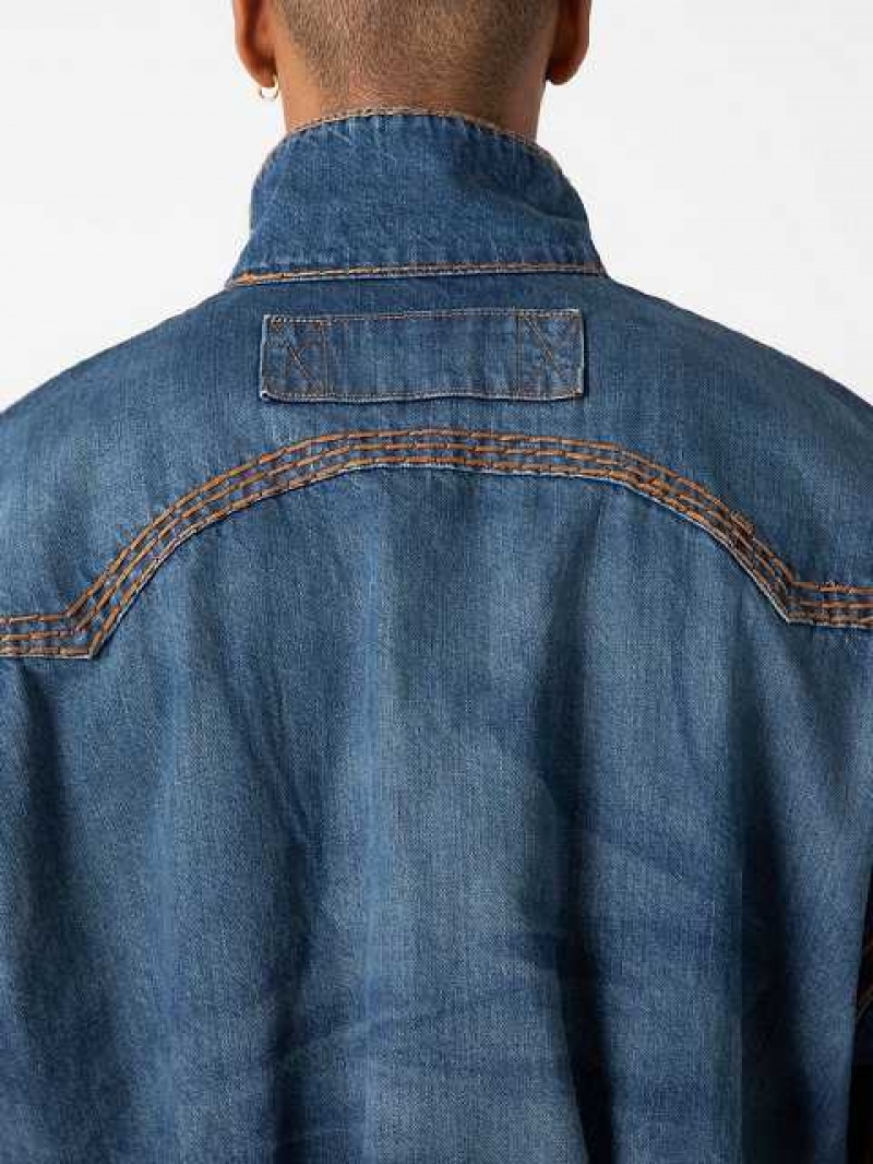 Chaqueta True Religion Sebastien Ami X True Religion Western Super T Hombre Azules | Colombia-XUGFNEH62