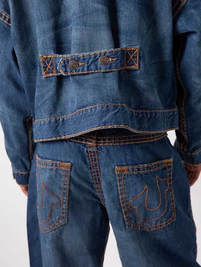 Chaqueta True Religion Sebastien Ami X True Religion Western Super T Hombre Azules | Colombia-XUGFNEH62