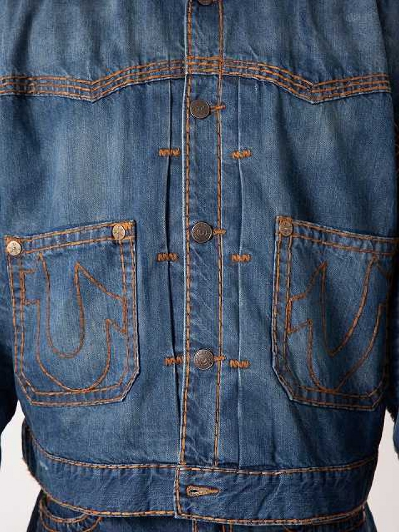 Chaqueta True Religion Sebastien Ami X True Religion Western Super T Hombre Azules | Colombia-XUGFNEH62