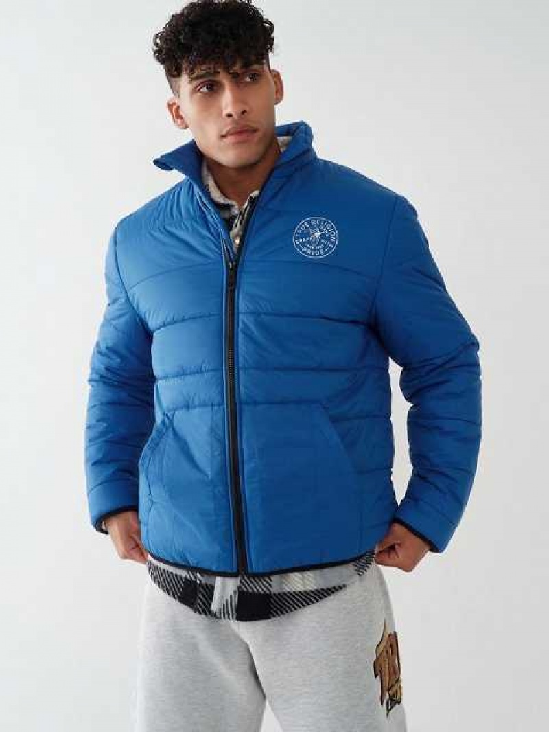 Chaqueta True Religion Solid Puffer Hombre Azules | Colombia-YZJNSCO05