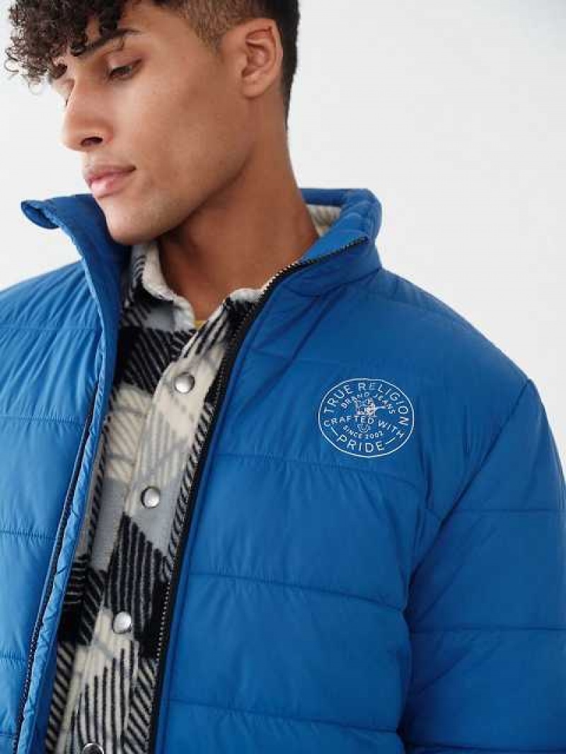 Chaqueta True Religion Solid Puffer Hombre Azules | Colombia-YZJNSCO05