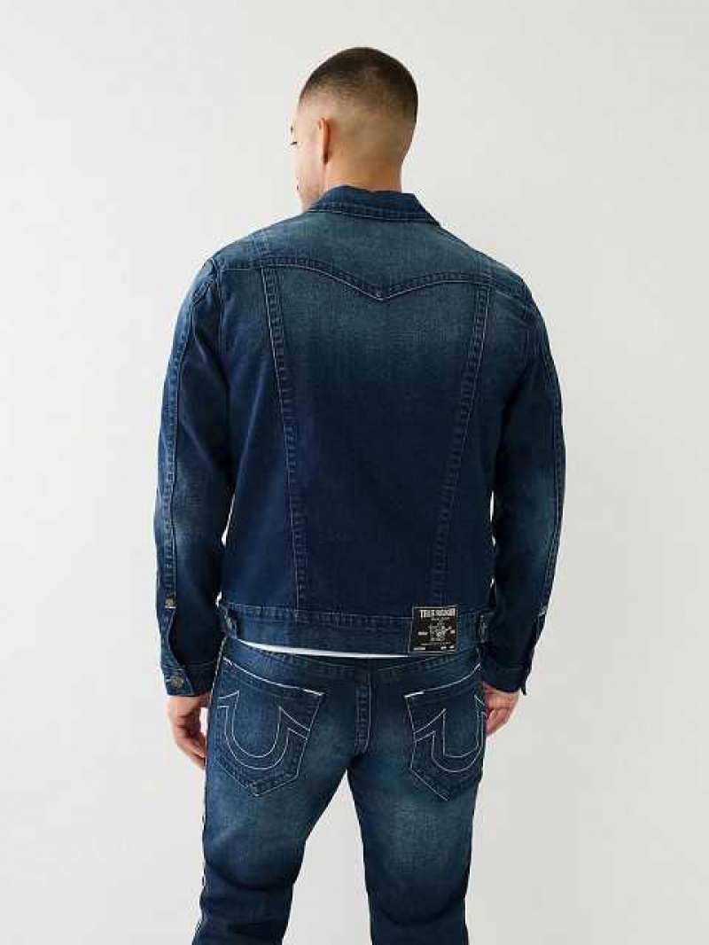 Chaqueta True Religion Tape Trim Jimmy Denim Hombre Azules Oscuro | Colombia-HYTPUNS08