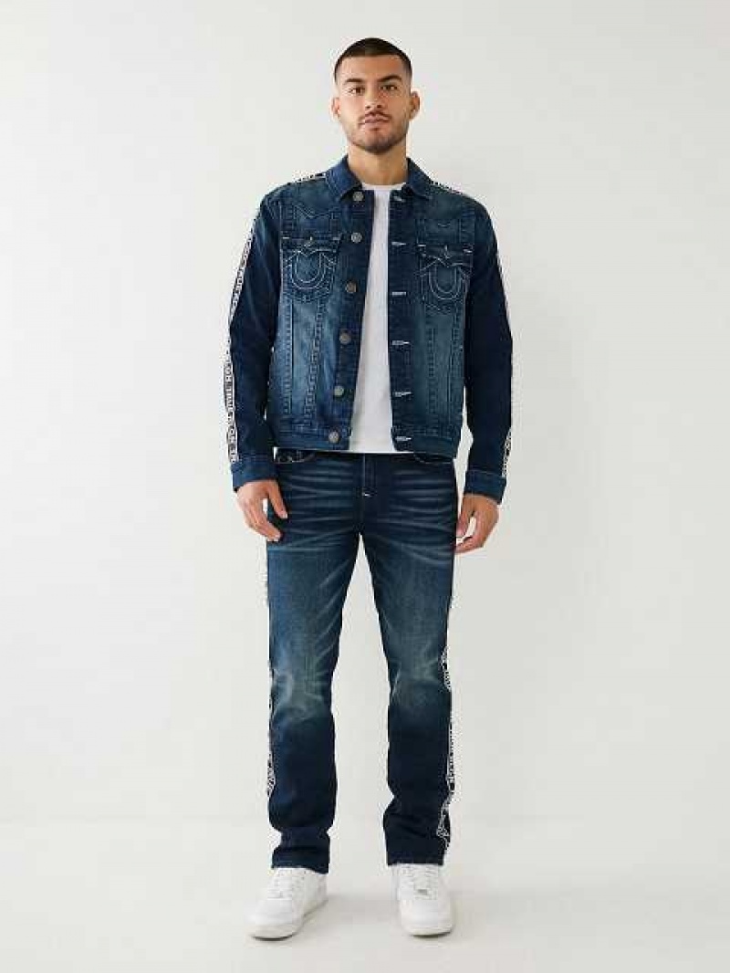 Chaqueta True Religion Tape Trim Jimmy Denim Hombre Azules Oscuro | Colombia-HYTPUNS08