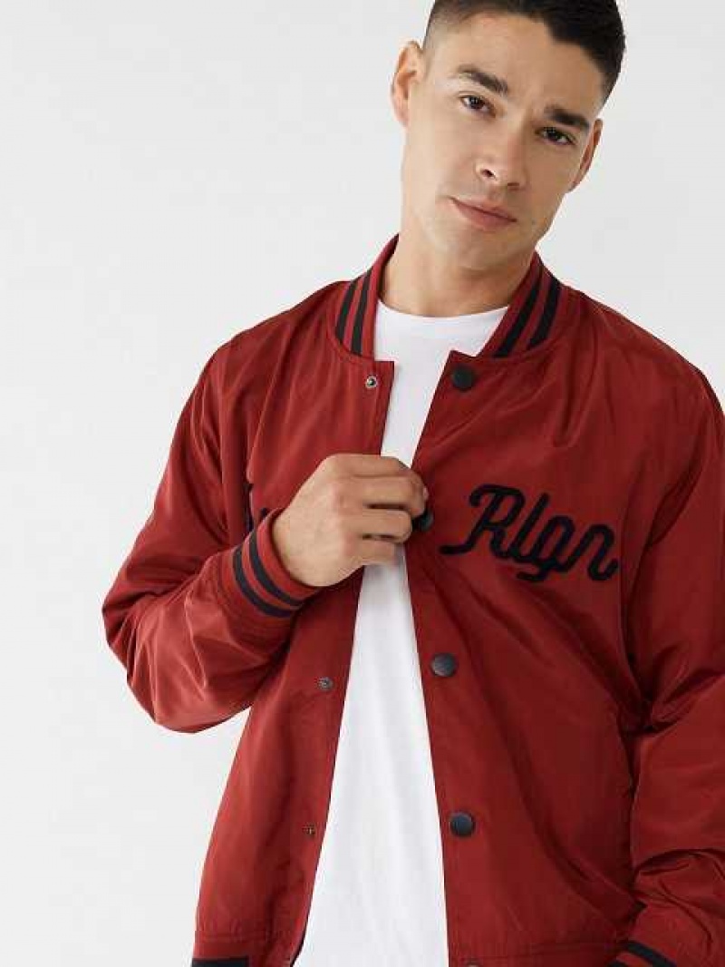 Chaqueta True Religion Tr Nylon Varsity Hombre Rojas | Colombia-JVQWBLM19