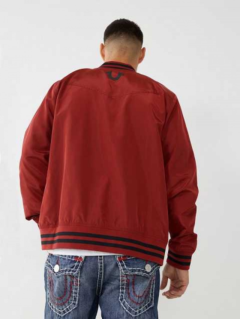 Chaqueta True Religion Tr Nylon Varsity Hombre Rojas | Colombia-JVQWBLM19