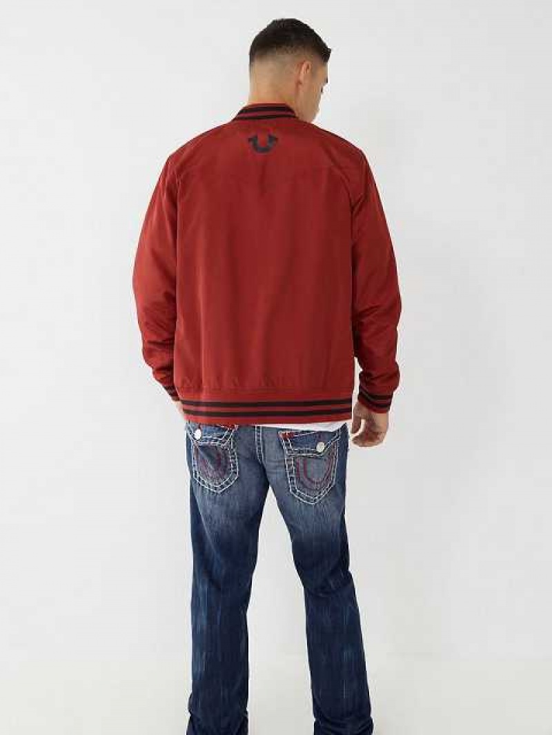 Chaqueta True Religion Tr Nylon Varsity Hombre Rojas | Colombia-JVQWBLM19