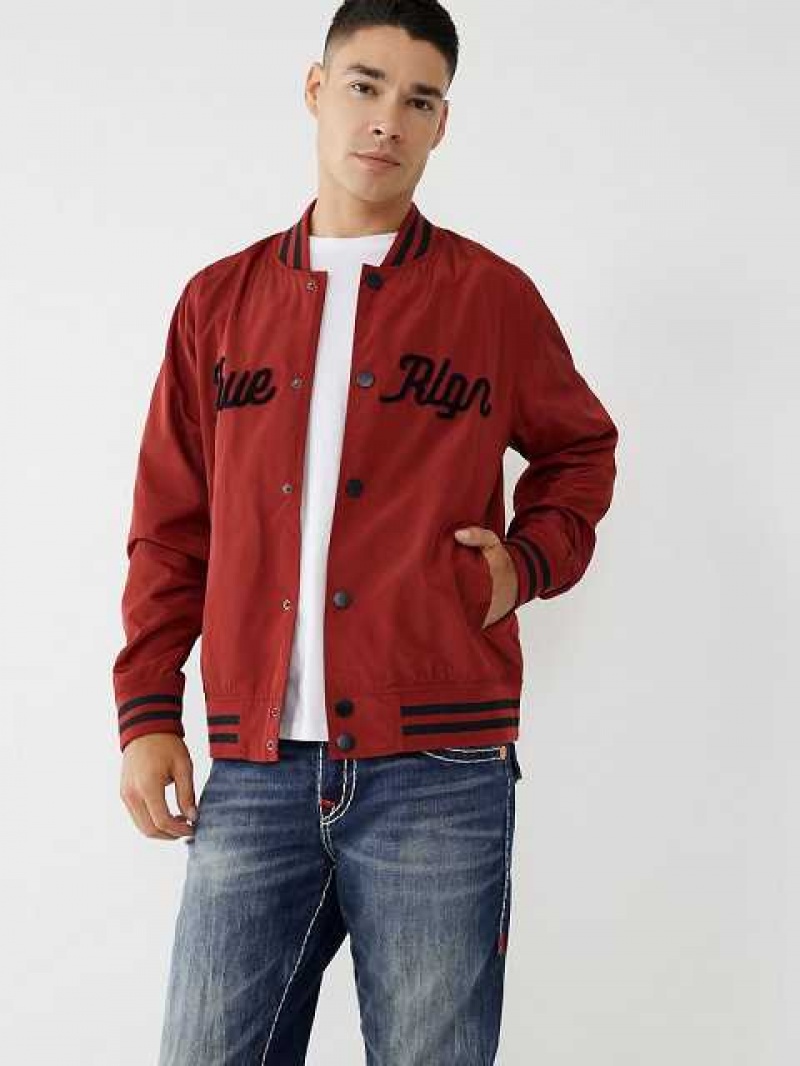 Chaqueta True Religion Tr Nylon Varsity Hombre Rojas | Colombia-JVQWBLM19