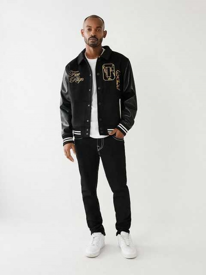 Chaqueta True Religion Tr Varsity Hombre Negras | Colombia-ADQGKOH29