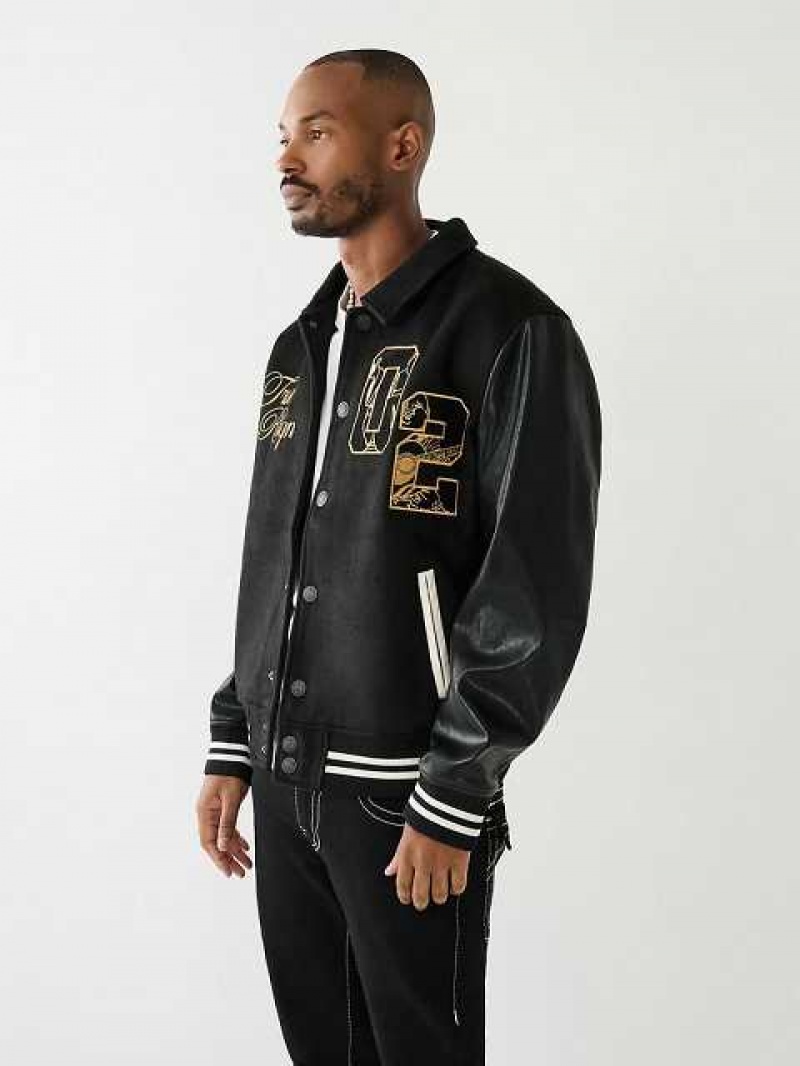 Chaqueta True Religion Tr Varsity Hombre Negras | Colombia-ADQGKOH29