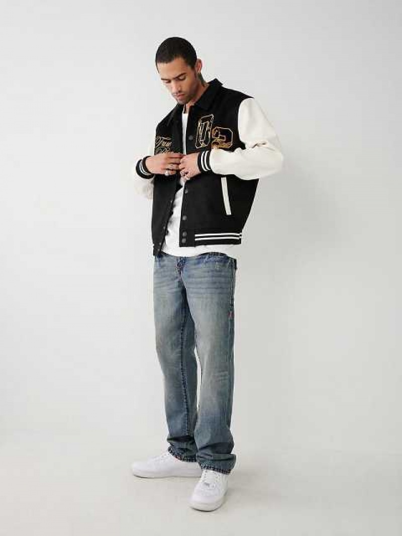 Chaqueta True Religion Tr Varsity Hombre Negras | Colombia-XWYSUMO04