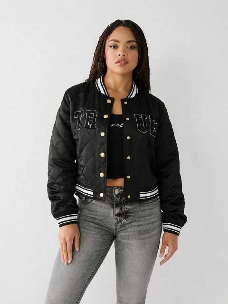 Chaqueta True Religion True Bomber Mujer Negras | Colombia-IVZLQWT01