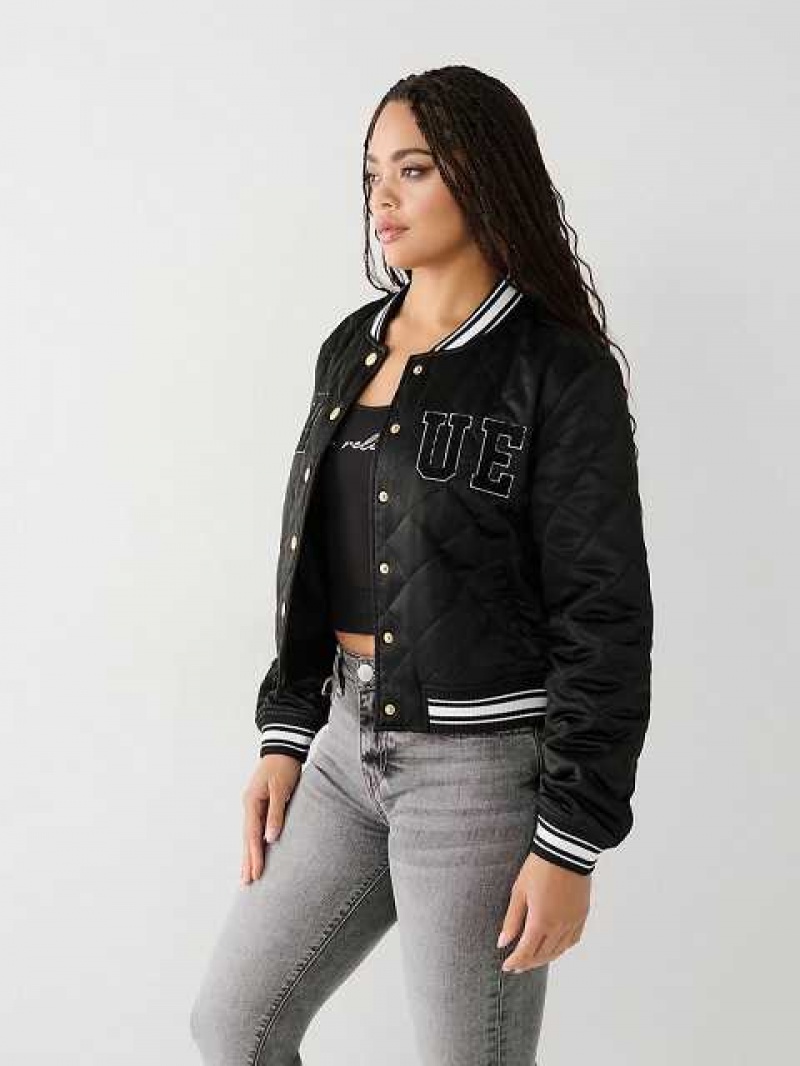 Chaqueta True Religion True Bomber Mujer Negras | Colombia-IVZLQWT01