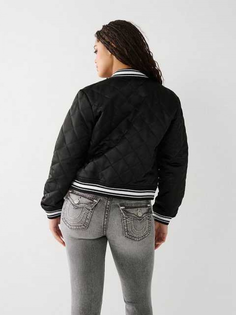 Chaqueta True Religion True Bomber Mujer Negras | Colombia-IVZLQWT01