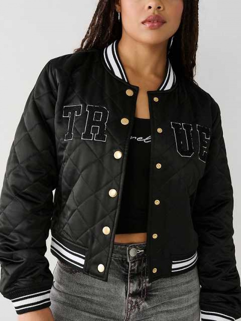 Chaqueta True Religion True Bomber Mujer Negras | Colombia-IVZLQWT01