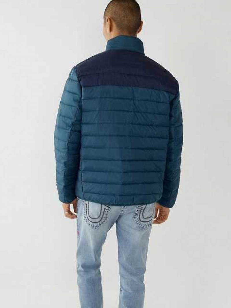 Chaqueta True Religion Two-tone Puffer Hombre Azules Azules | Colombia-ZMXUCIY73