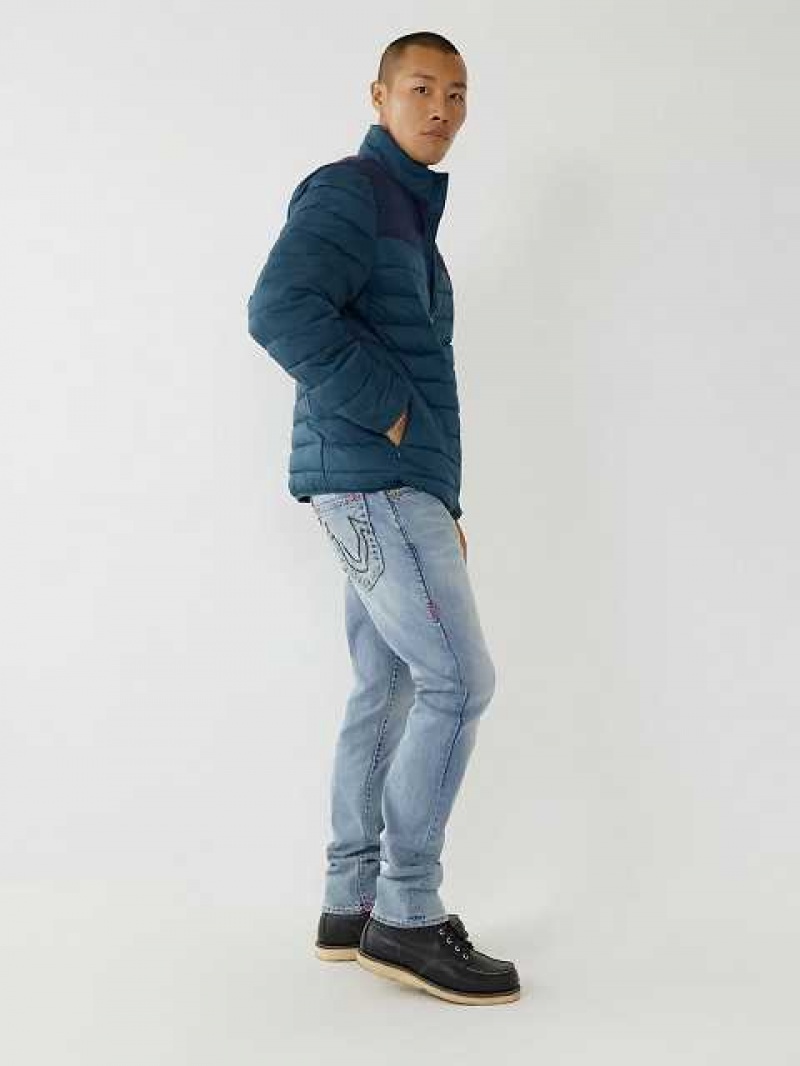 Chaqueta True Religion Two-tone Puffer Hombre Azules Azules | Colombia-ZMXUCIY73